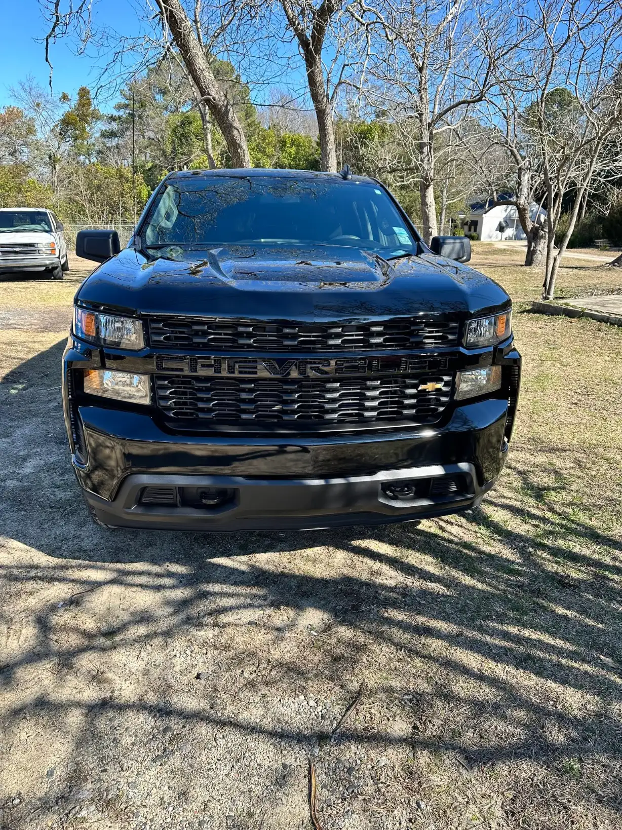 After front end damage repair on a Chevy Silverado